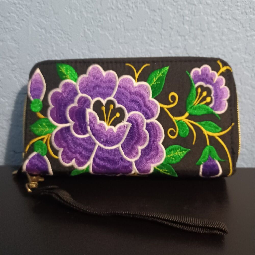 Embroidered, Double-Zip Wallet - Picture 1 of 9
